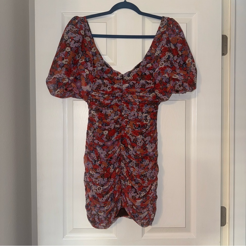 Zara Ditsy Floral Puff Sleeve Mini Dress - Picture 4 of 4